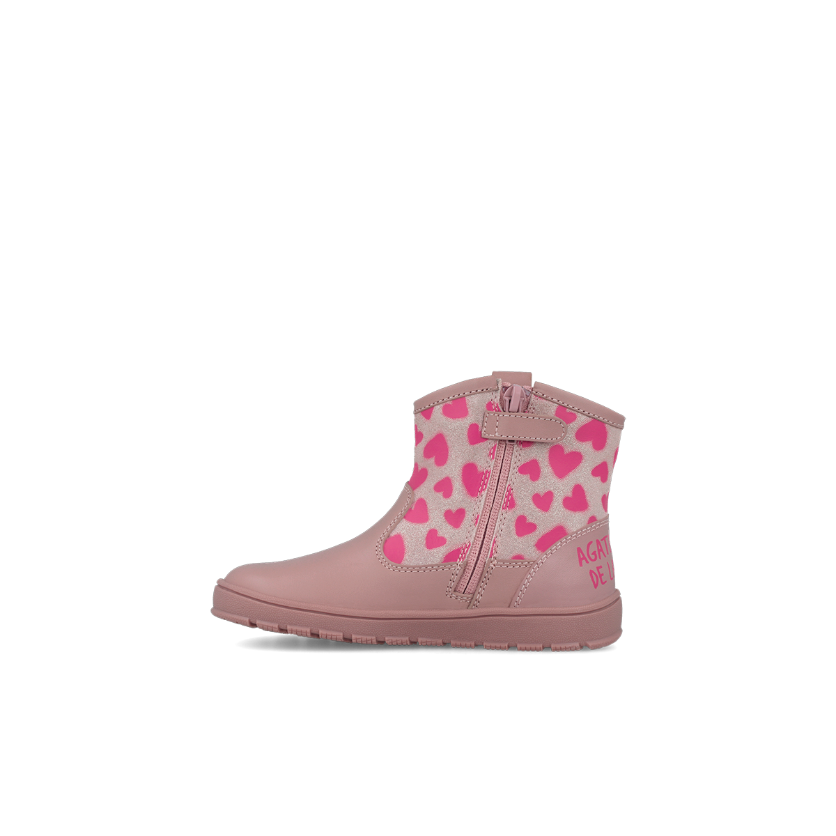 Agatha Ruiz girls' pink leather boot with velcro