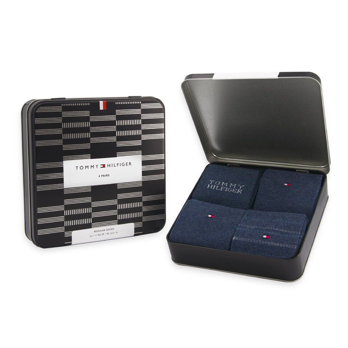 Tommy Hilfiger men's denim blue socks, four-pack gift set