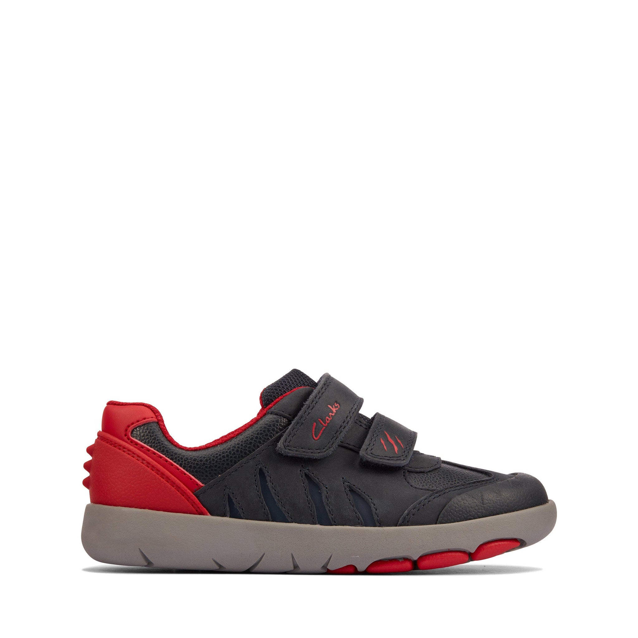 Clarks Boys Trainer Rex Play K Navy/Red Leather