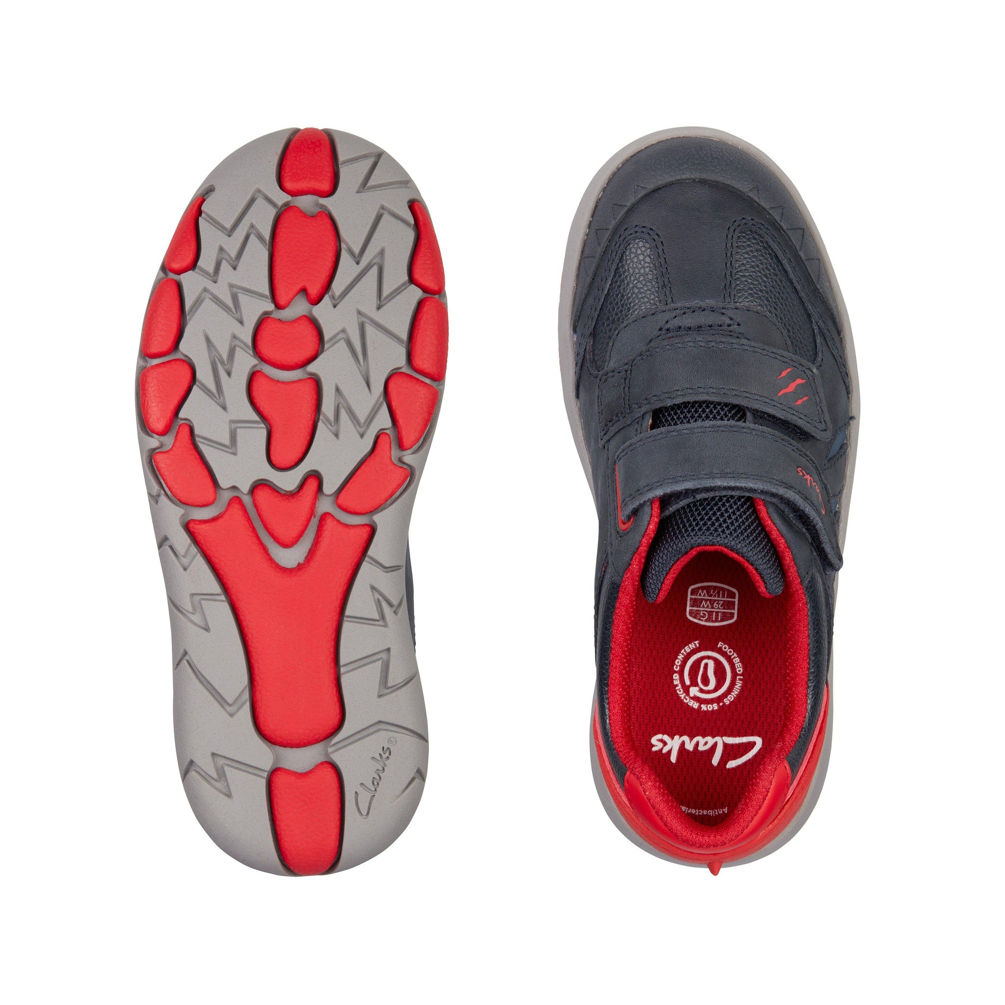Clarks Boys Trainer Rex Play K Navy/Red Leather