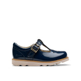 Clarks Crown Print T Navy Patent