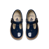 Clarks Crown Print T Navy Patent