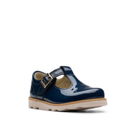 Clarks Crown Print T Navy Patent