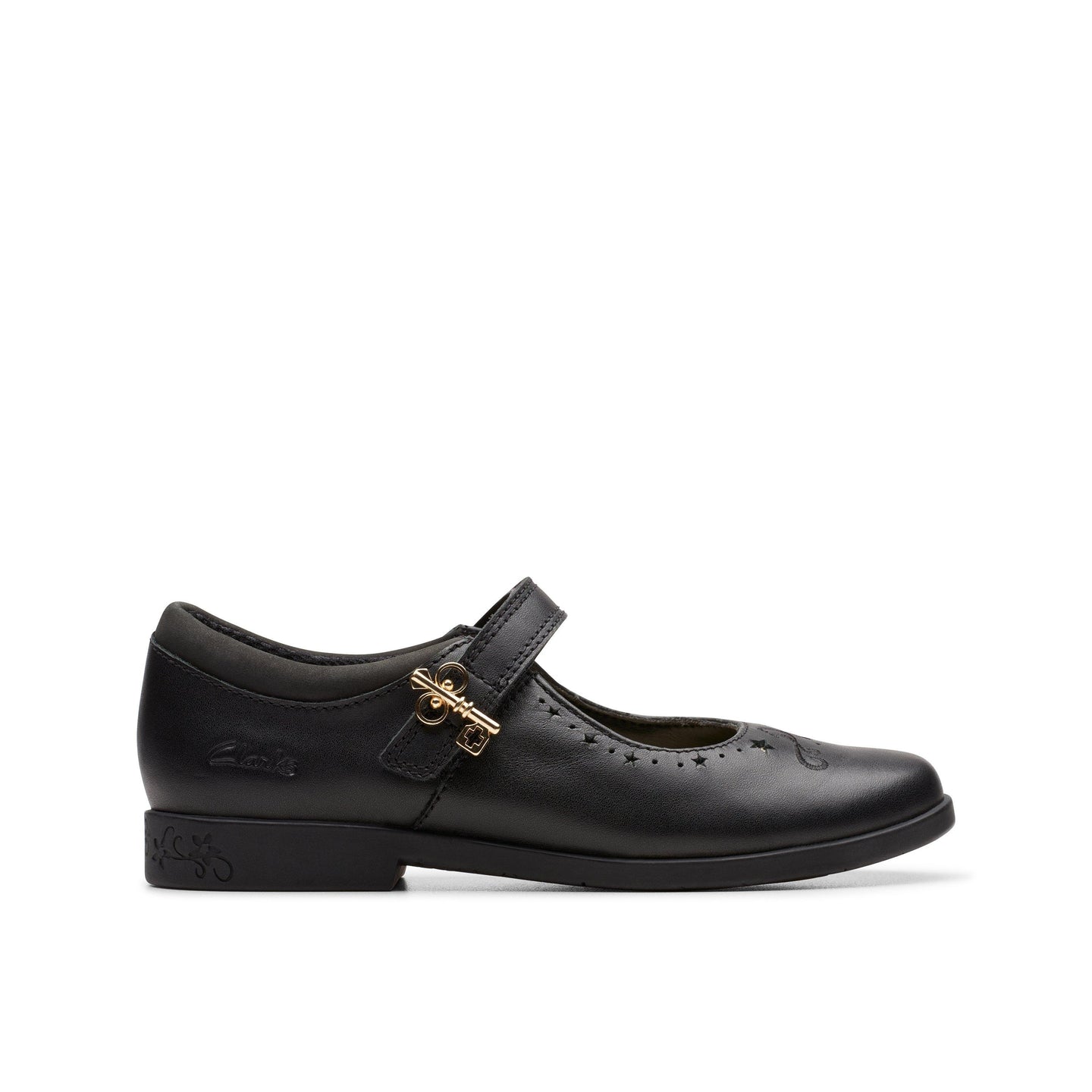 Clarks Girls School Shoe Lock Magic K Black Leather