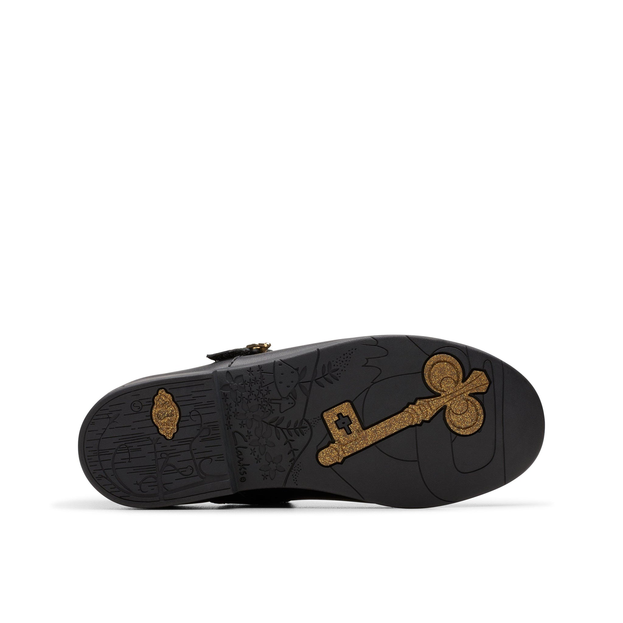 Clarks Girls School Shoe Lock Magic K Black Leather