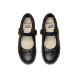 Clarks Girls School Shoe Lock Magic K Black Leather
