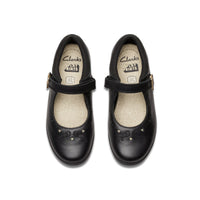 Clarks Girls School Shoe Lock Magic K Black Leather