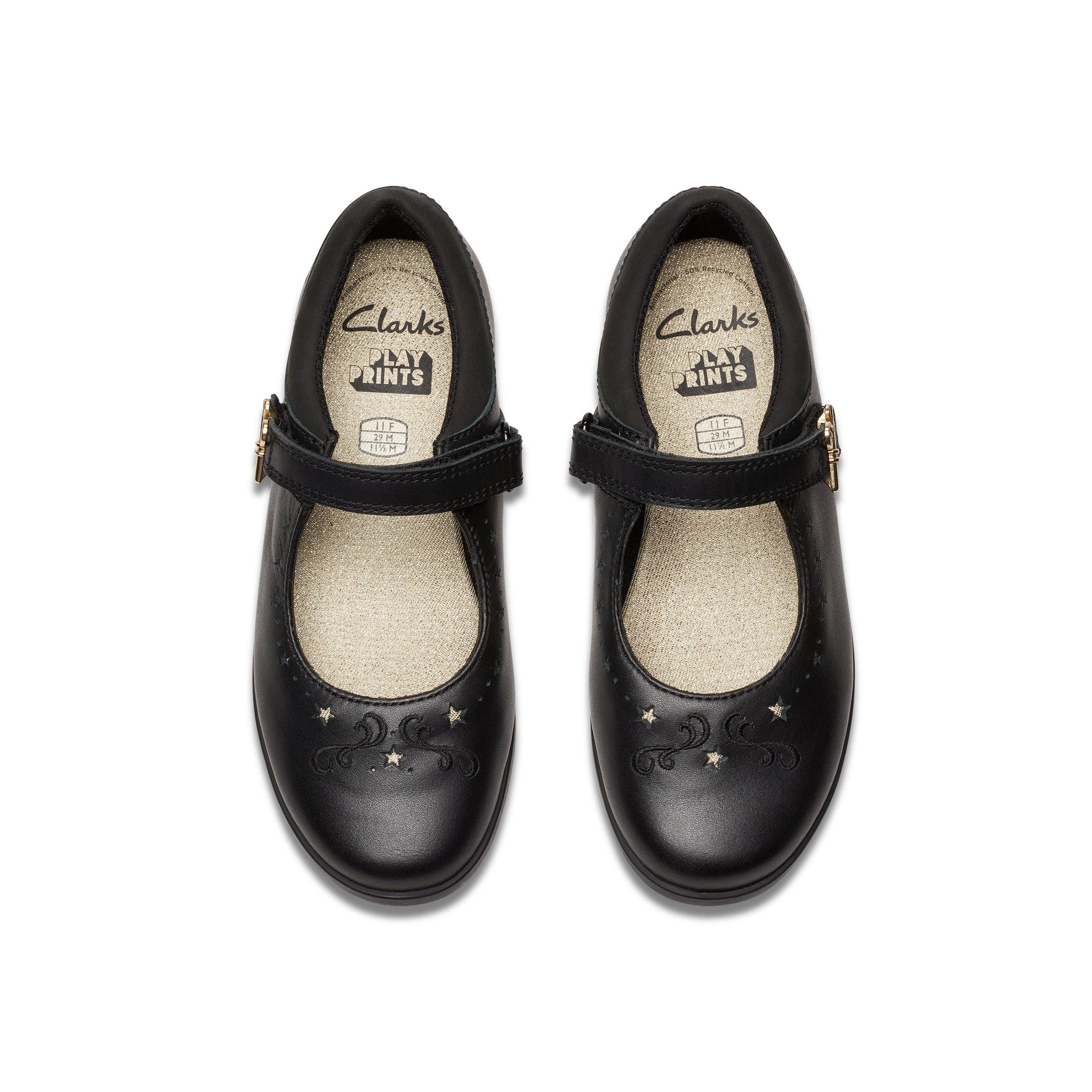 Clarks Girls School Shoe Lock Magic K Black Leather