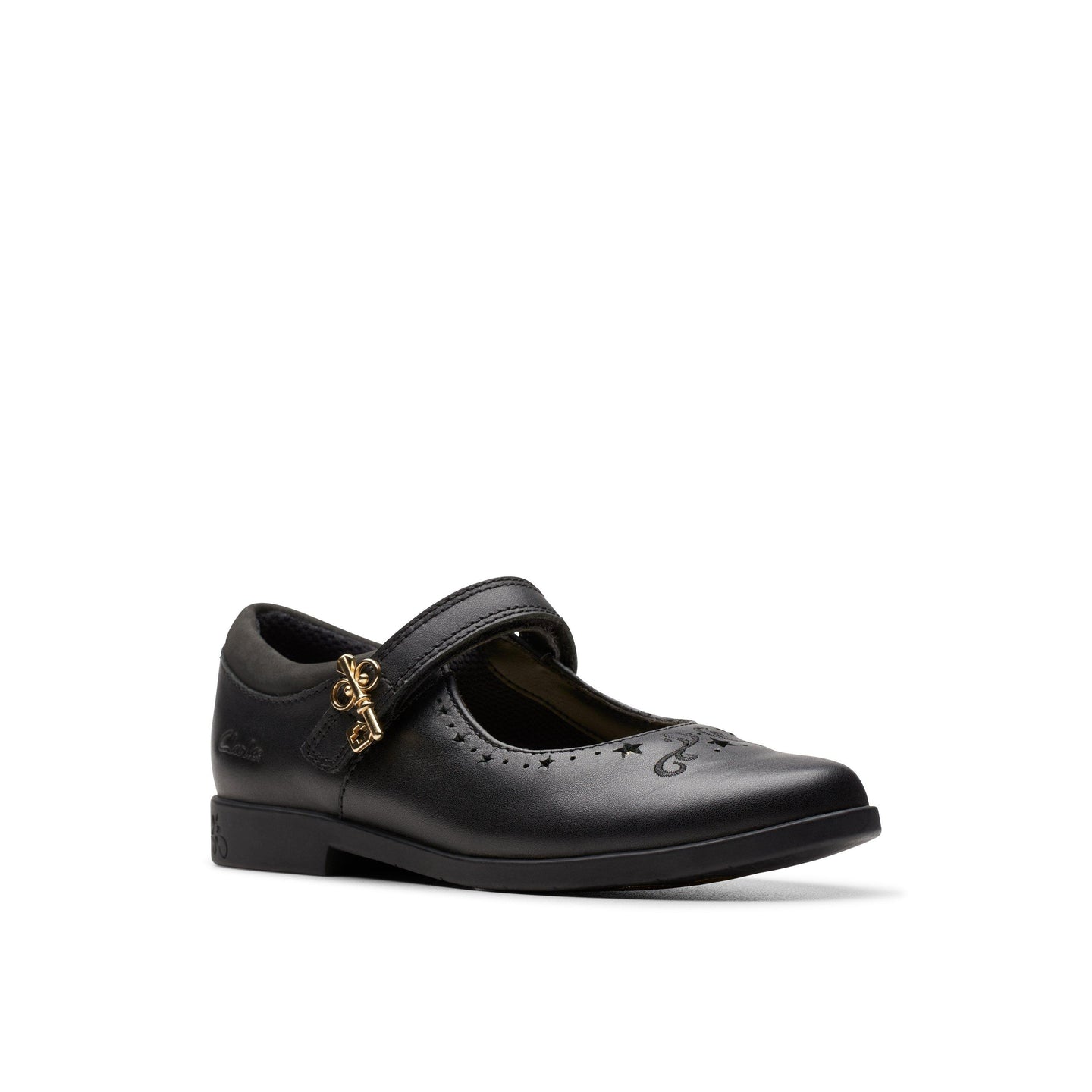 Clarks Girls School Shoe Lock Magic K Black Leather