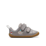 Clarks boys' grey leather pre-walker shoe with velcro