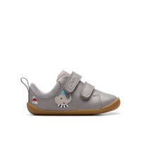 Clarks boys' grey leather pre-walker shoe with velcro