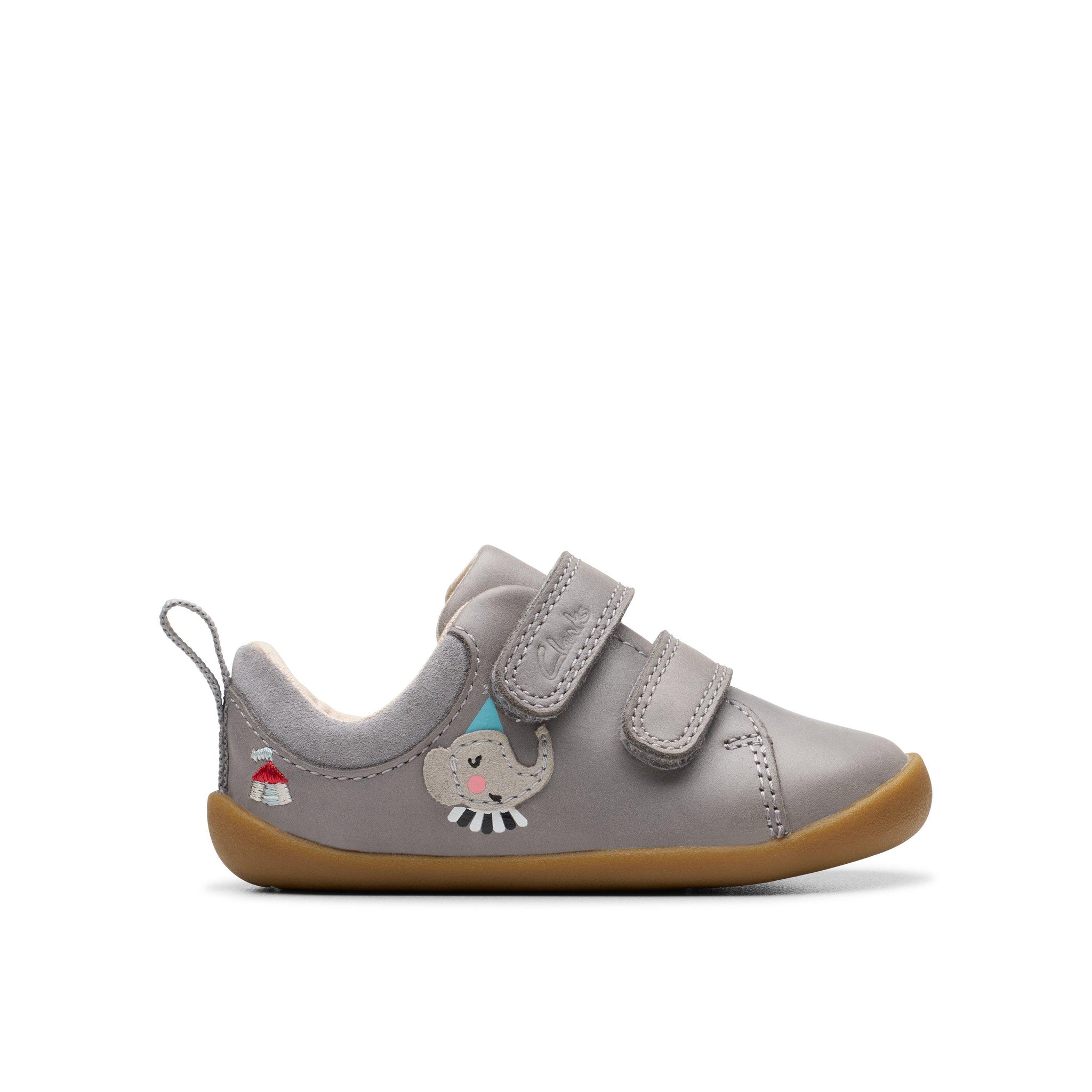 Clarks boys' grey leather pre-walker shoe with velcro