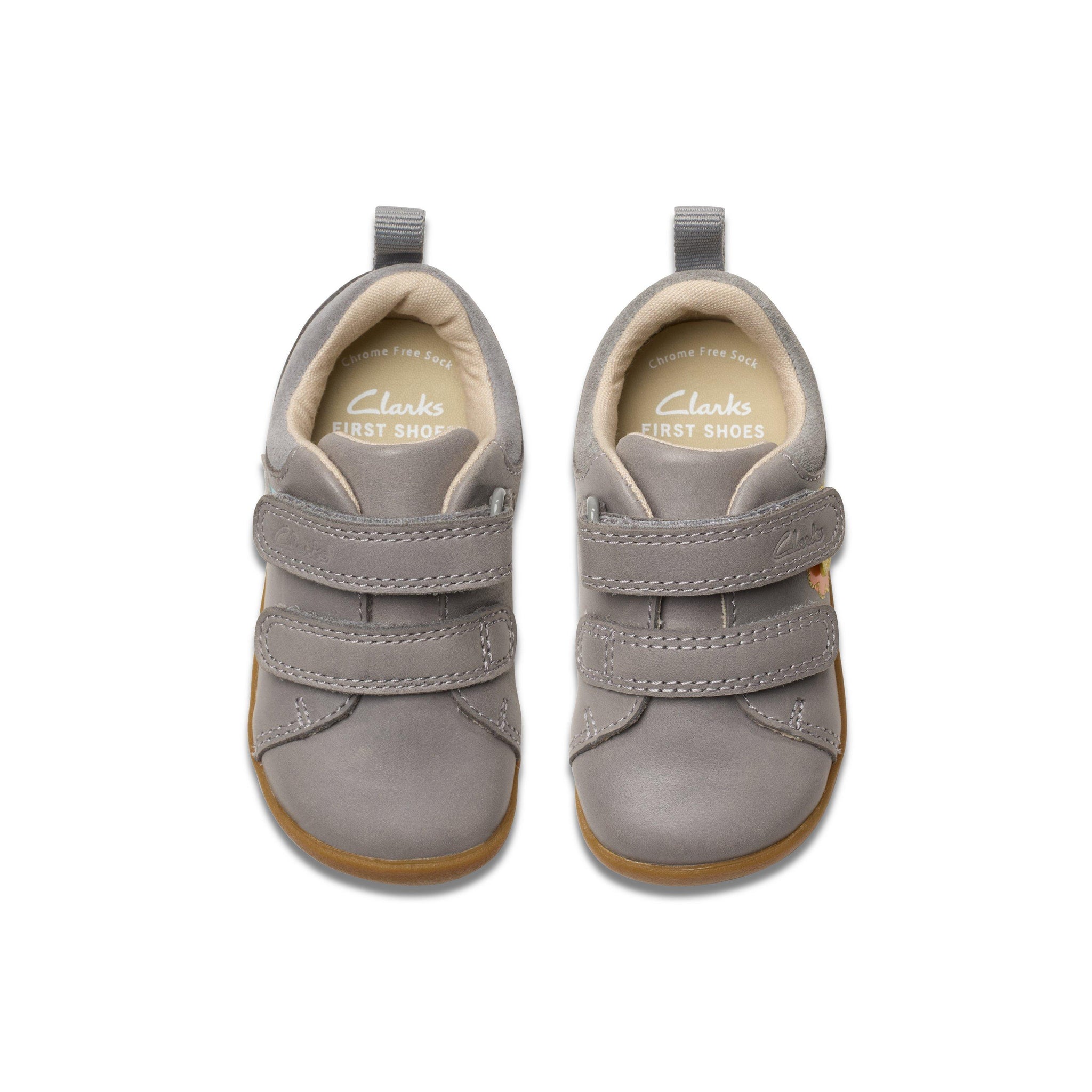 Clarks boys' grey leather pre-walker shoe with velcro