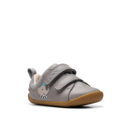 Clarks boys' grey leather pre-walker shoe with velcro