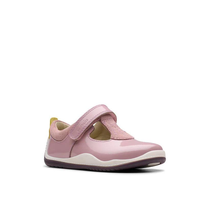 Clarks girls' pink patent shoe with velcro