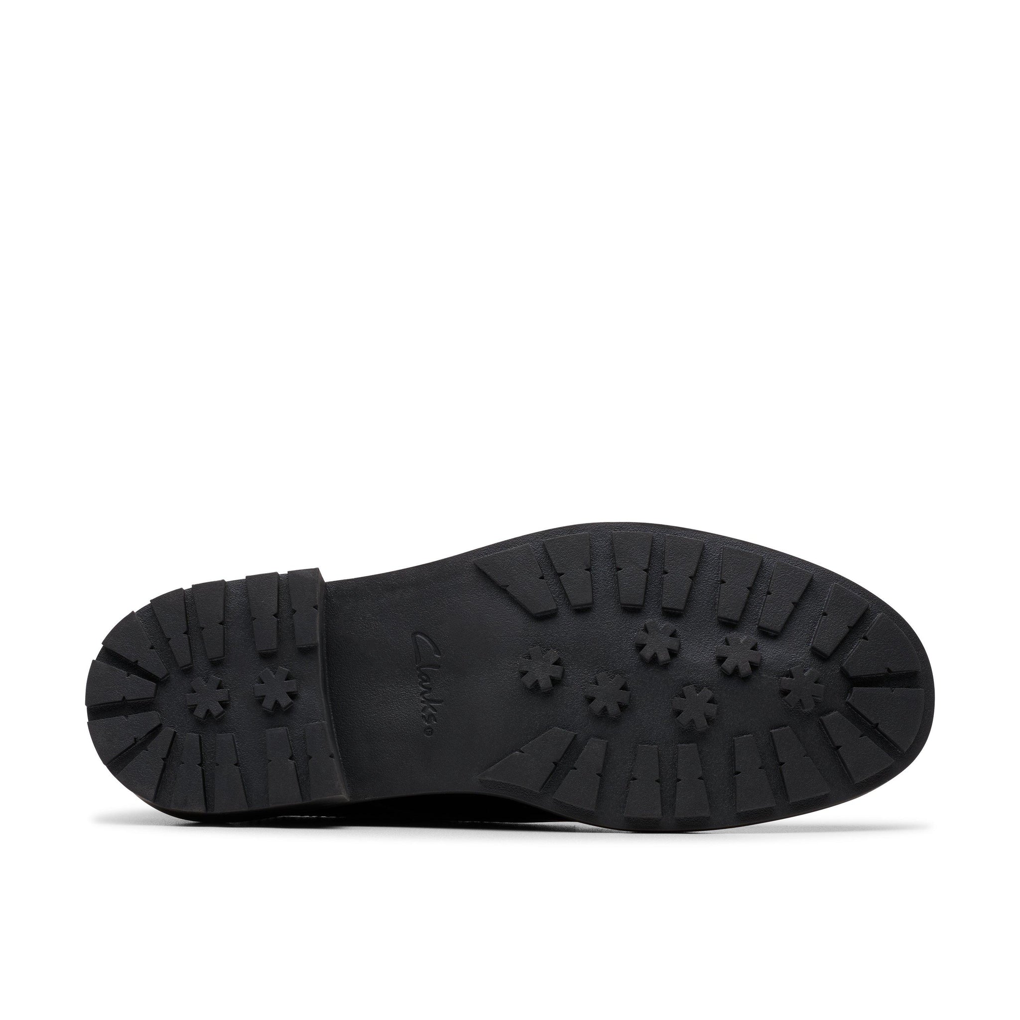 Clarks girls' black leather lace-up school shoe