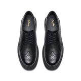 Clarks girls' black leather lace-up school shoe