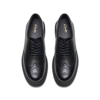 Clarks girls' black leather lace-up school shoe
