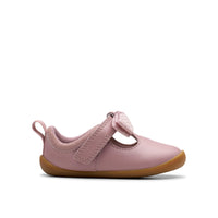 Clarks girls' pink leather pre-walker shoe with velcro