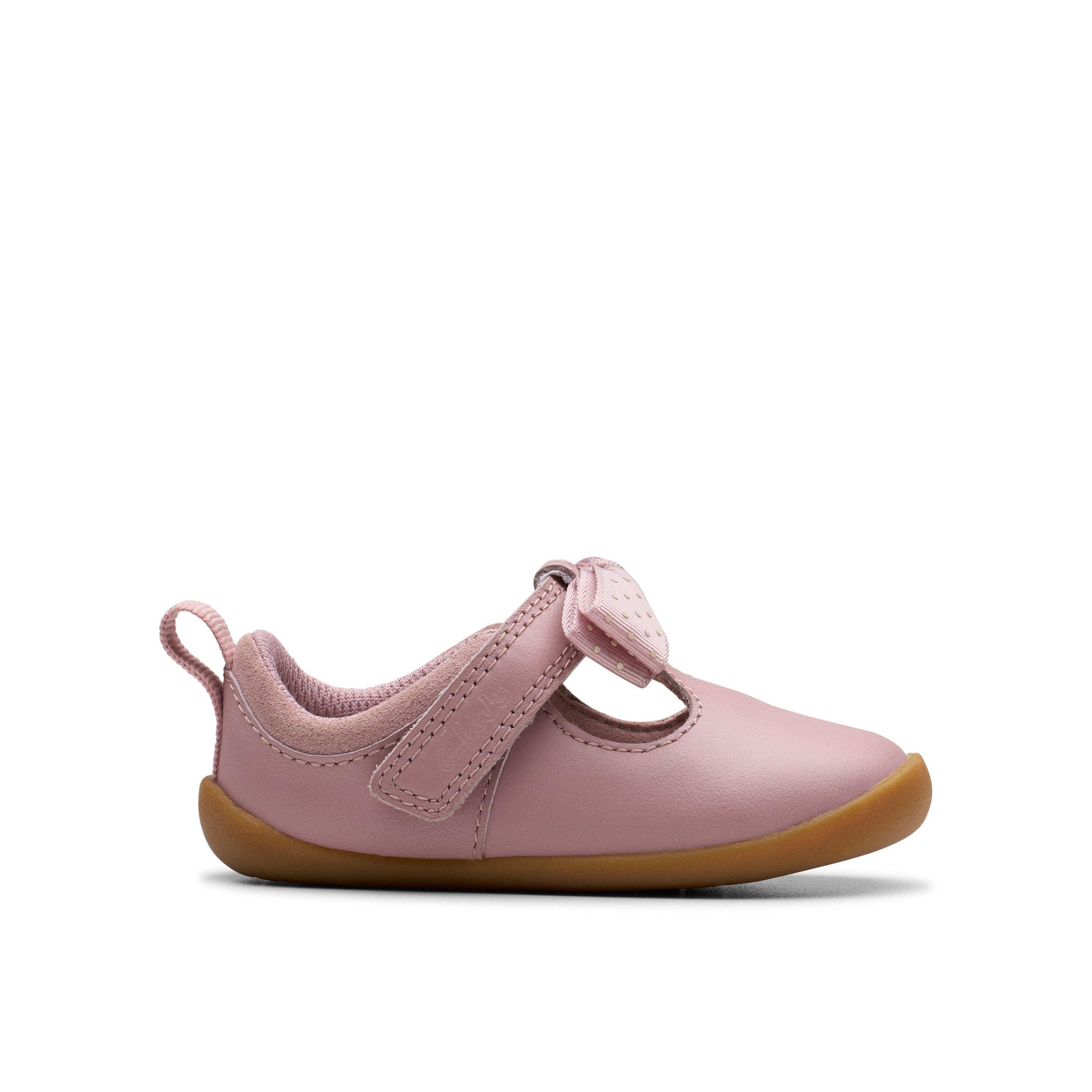 Clarks girls' pink leather pre-walker shoe with velcro