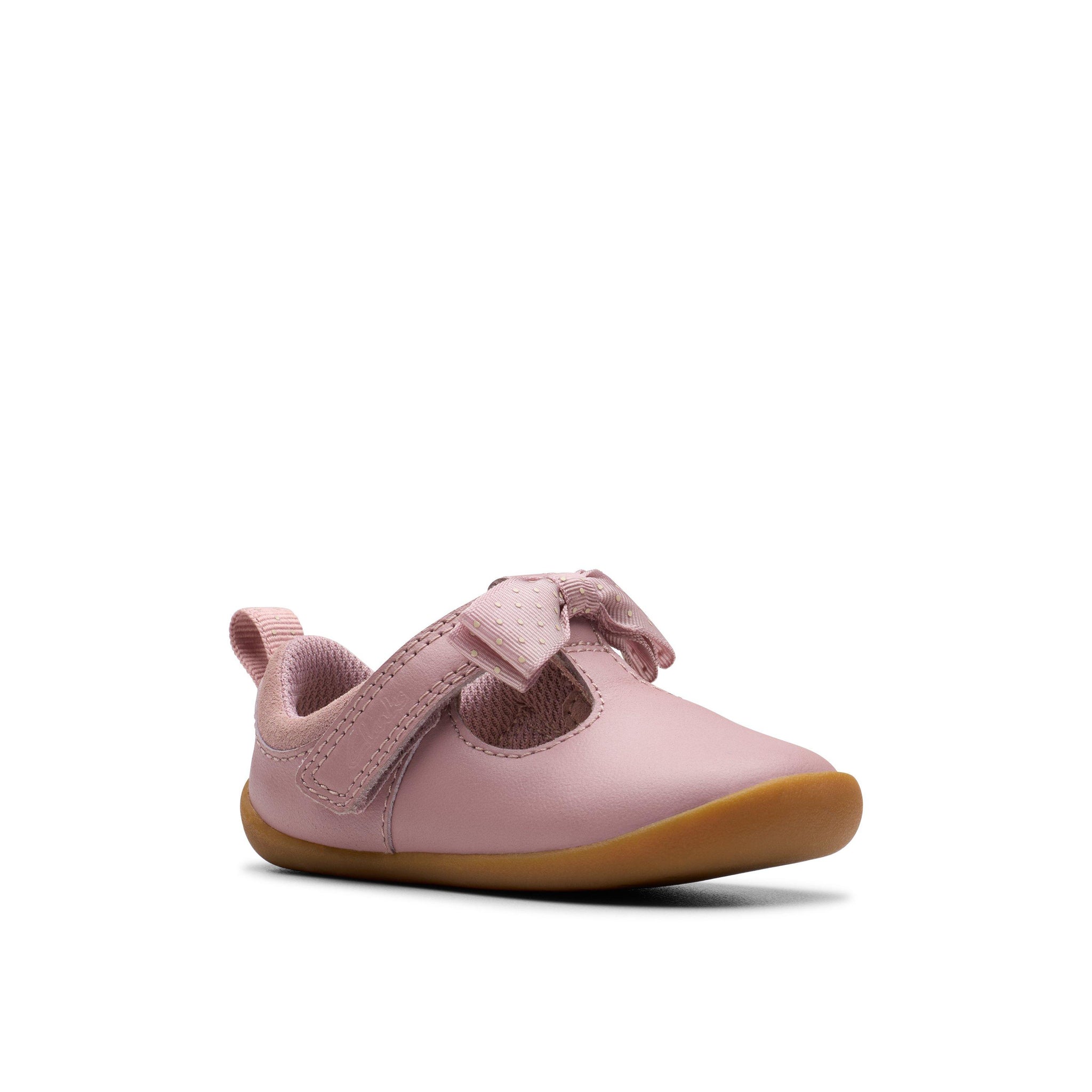 Clarks girls' pink leather pre-walker shoe with velcro