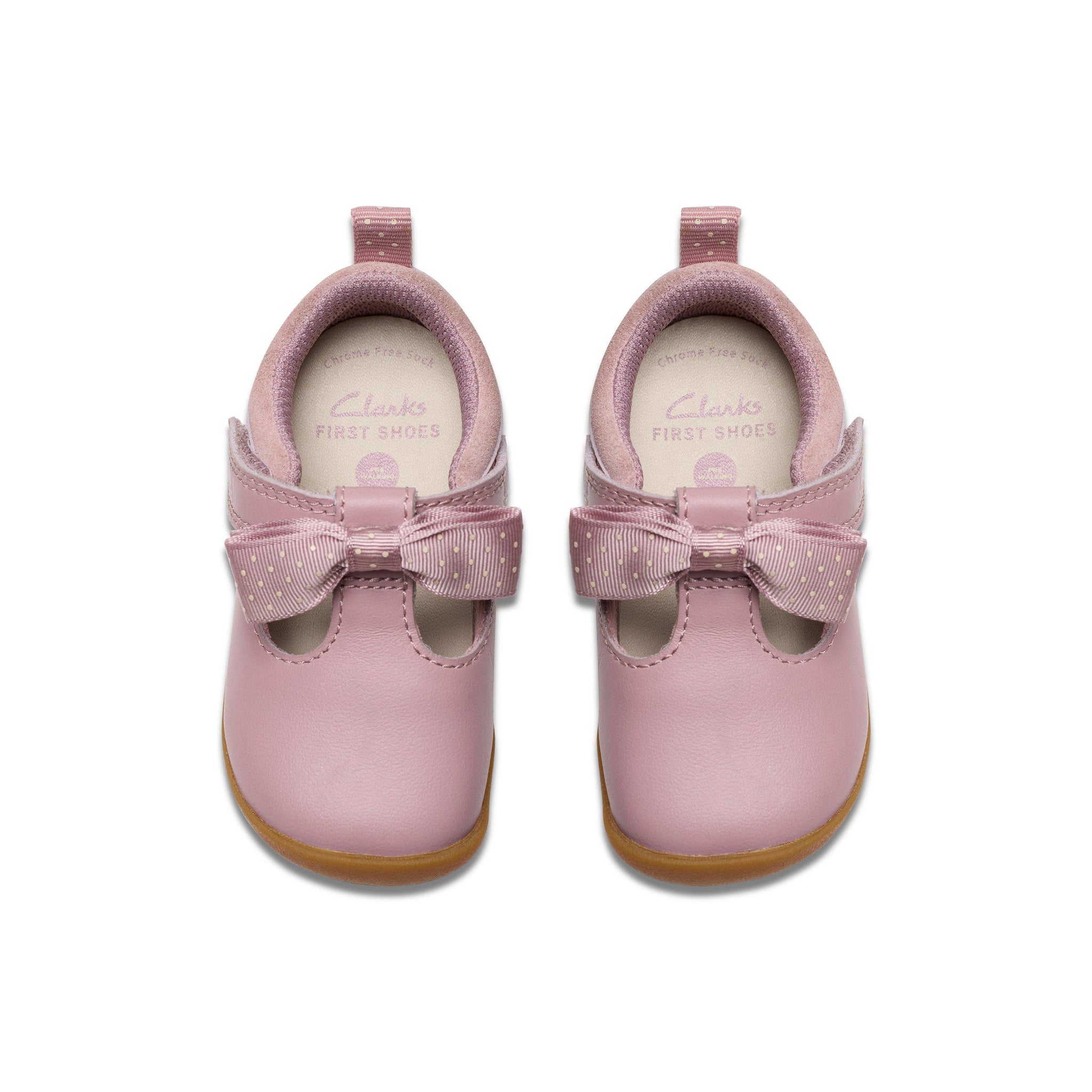 Clarks girls' pink leather pre-walker shoe with velcro