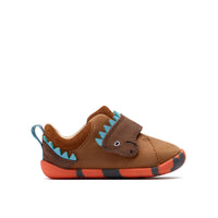 Clarks boys' tan leather pre-walker shoe with velcro