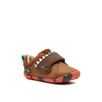 Clarks boys' tan leather pre-walker shoe with velcro