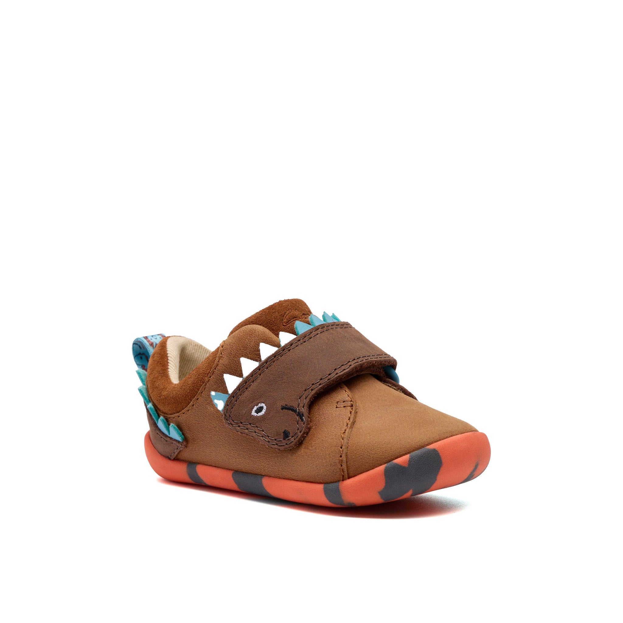 Clarks boys' tan leather pre-walker shoe with velcro