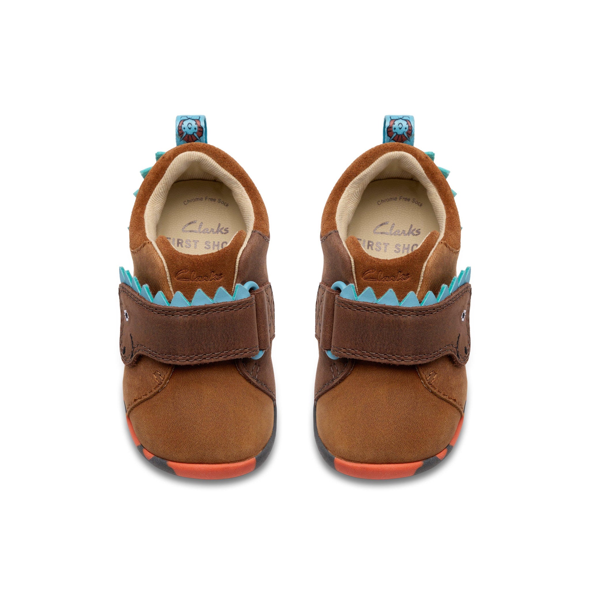 Clarks boys' tan leather pre-walker shoe with velcro