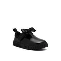 Clarks girls' black patent shoe with velcro