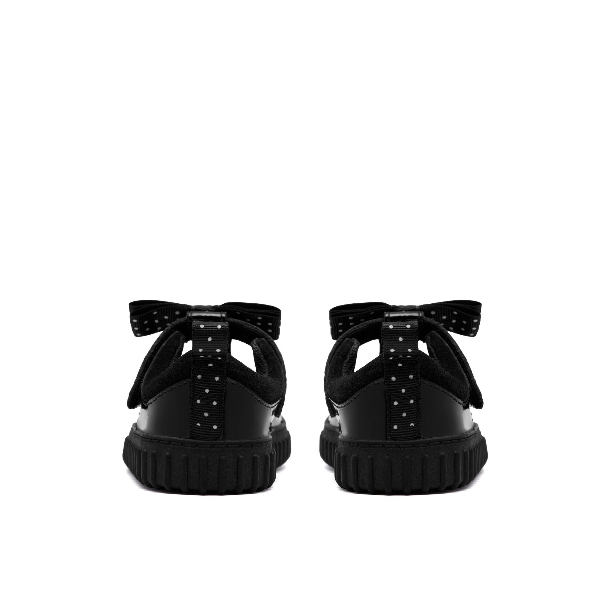 Clarks girls' black patent shoe with velcro