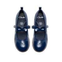 Clarks girls' navy patent shoe with velcro
