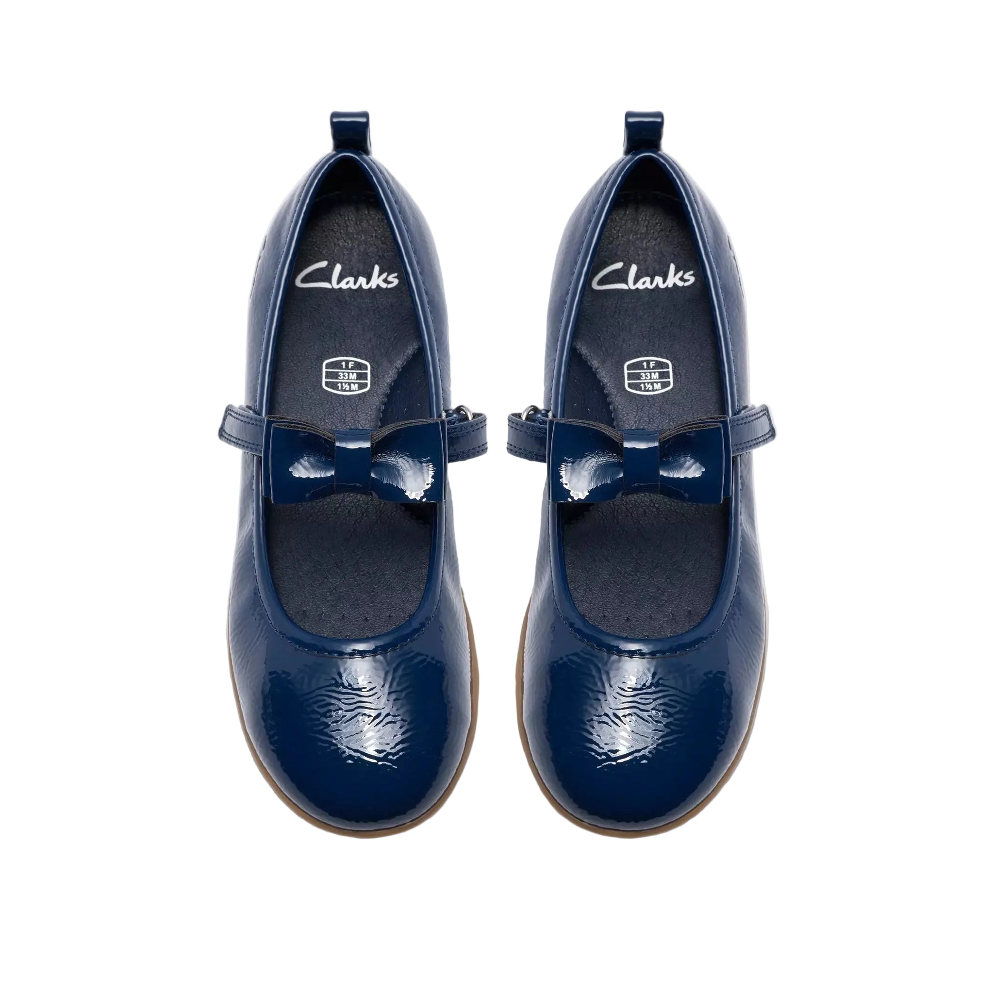 Clarks girls' navy patent shoe with velcro