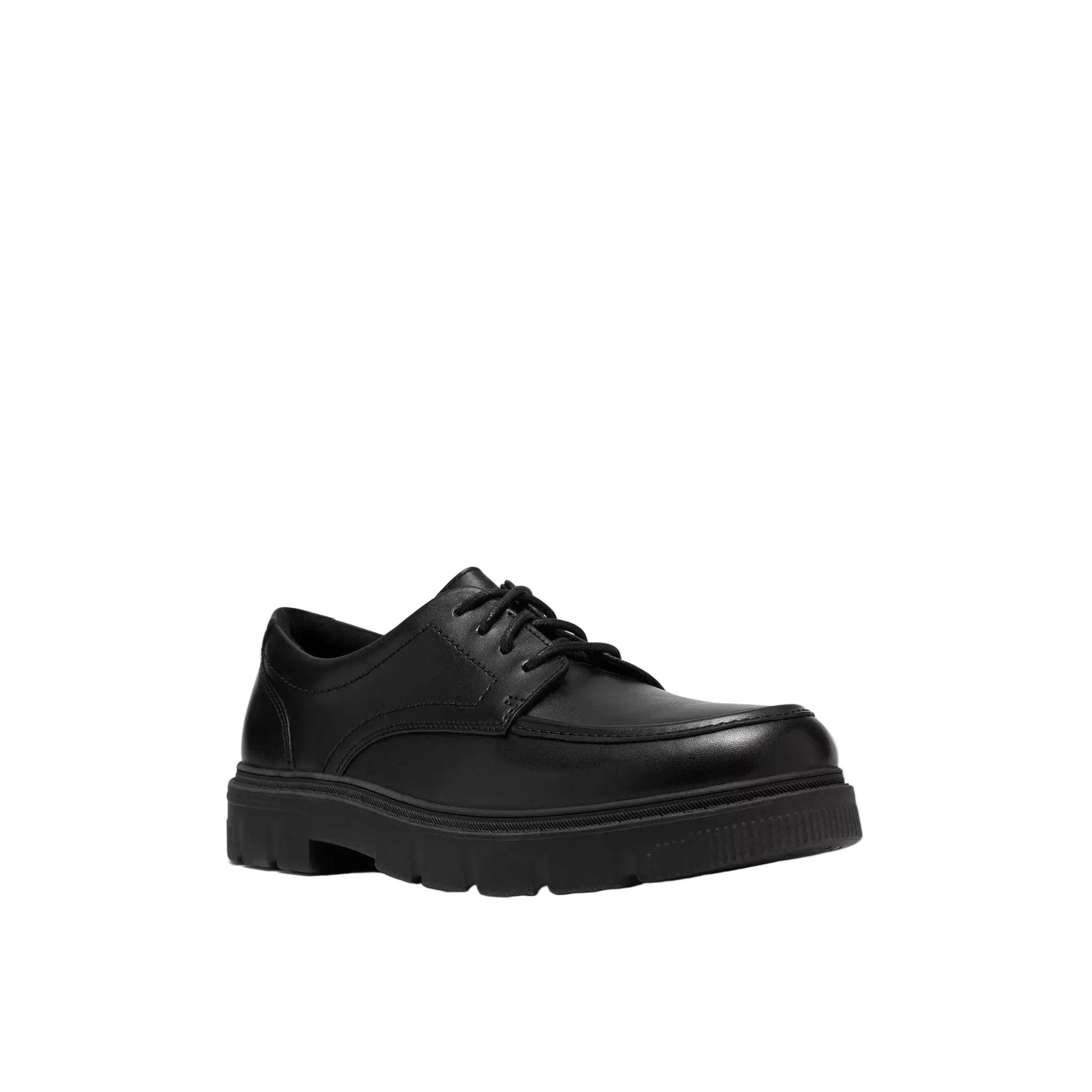 Clarks Boys School Shoe Lorcam Lane Y Black Leather