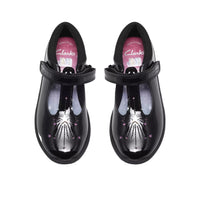 Clarks girls' Relda Magic black patent school shoes