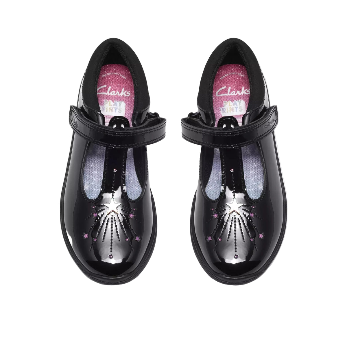 Clarks girls' Relda Magic black patent school shoes