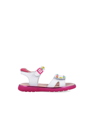Agatha Ruiz girls' white sandal with touch-fastening strap