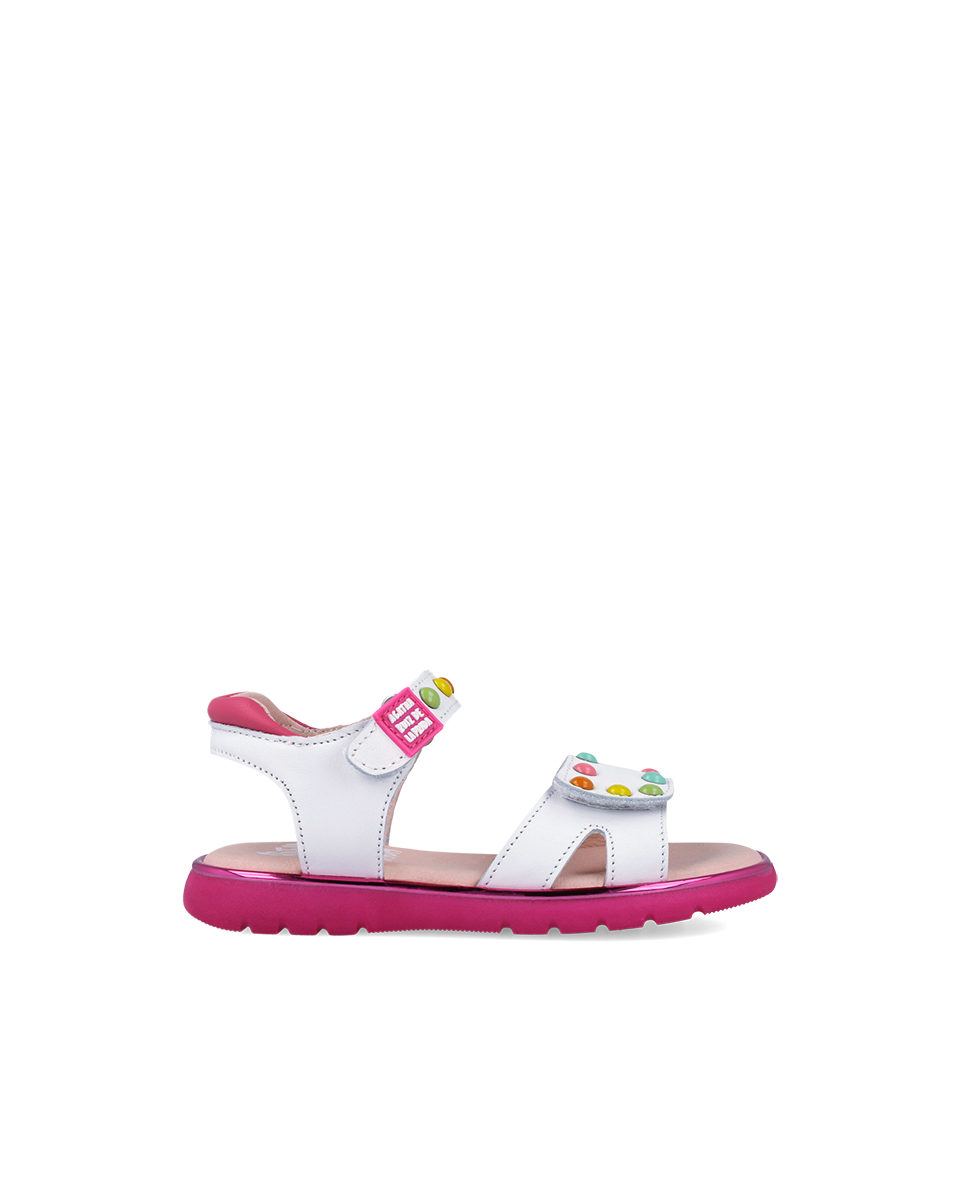 Agatha Ruiz girls' white sandal with touch-fastening strap