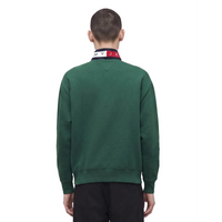 Tommy Jeans Mens Relaxed Branded Collar 1/4 Zip Velvet Green