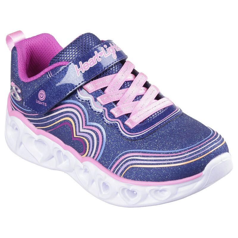Skechers Girls Trainer Heart Lights Retro Lights Navy/Multi