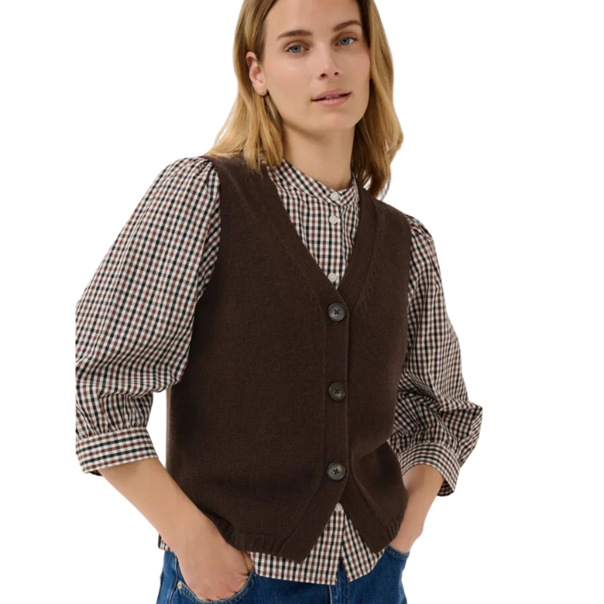 Part Two Sylva women's knitted waistcoat in mole
