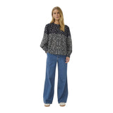 Part Two Womens Yanina Blouse Dark Navy Fragile Print