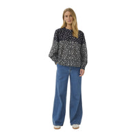 Part Two Womens Yanina Blouse Dark Navy Fragile Print