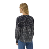 Part Two Womens Yanina Blouse Dark Navy Fragile Print