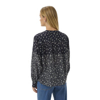 Part Two Womens Yanina Blouse Dark Navy Fragile Print