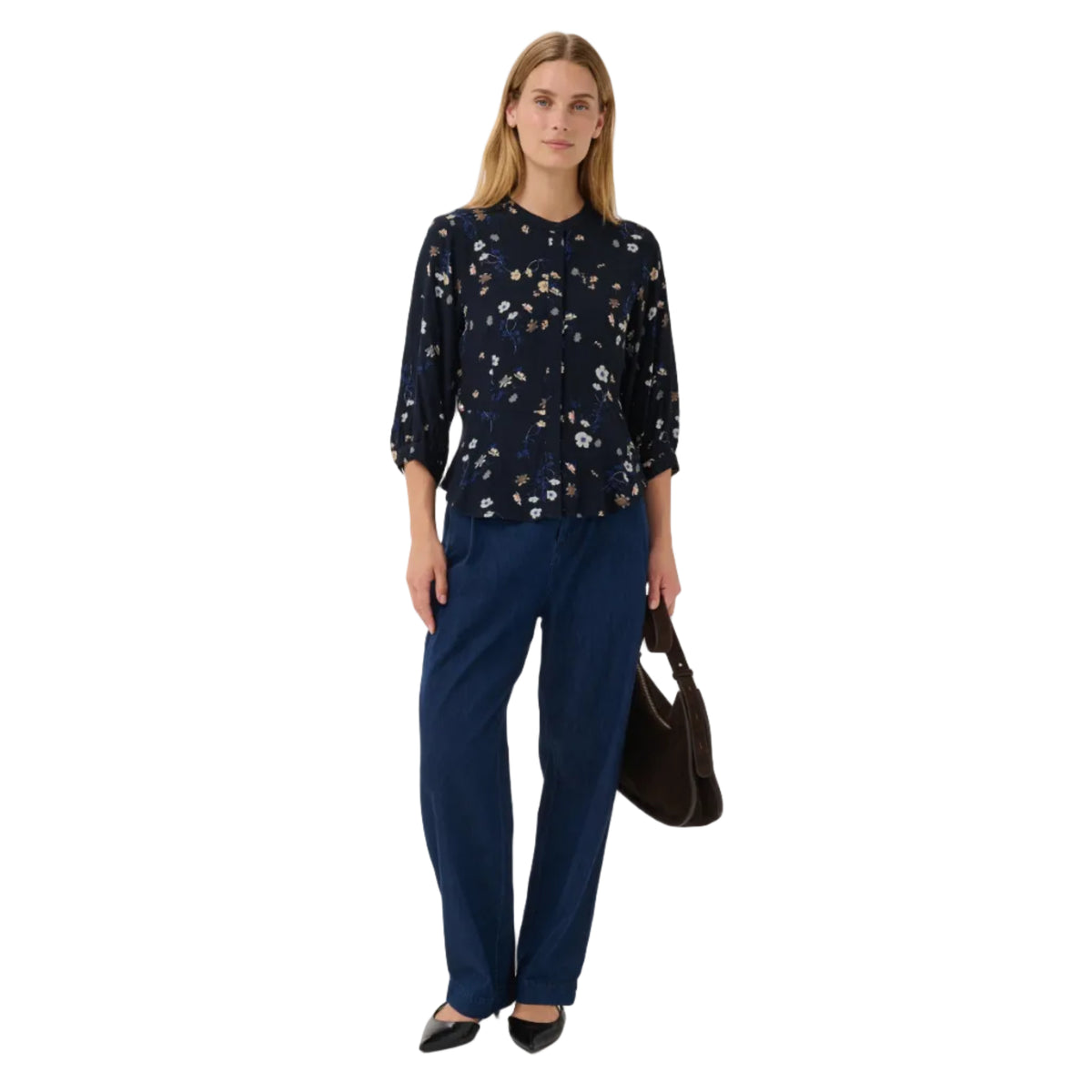 Part Two women's dark navy botanical floral print Constantina shirt