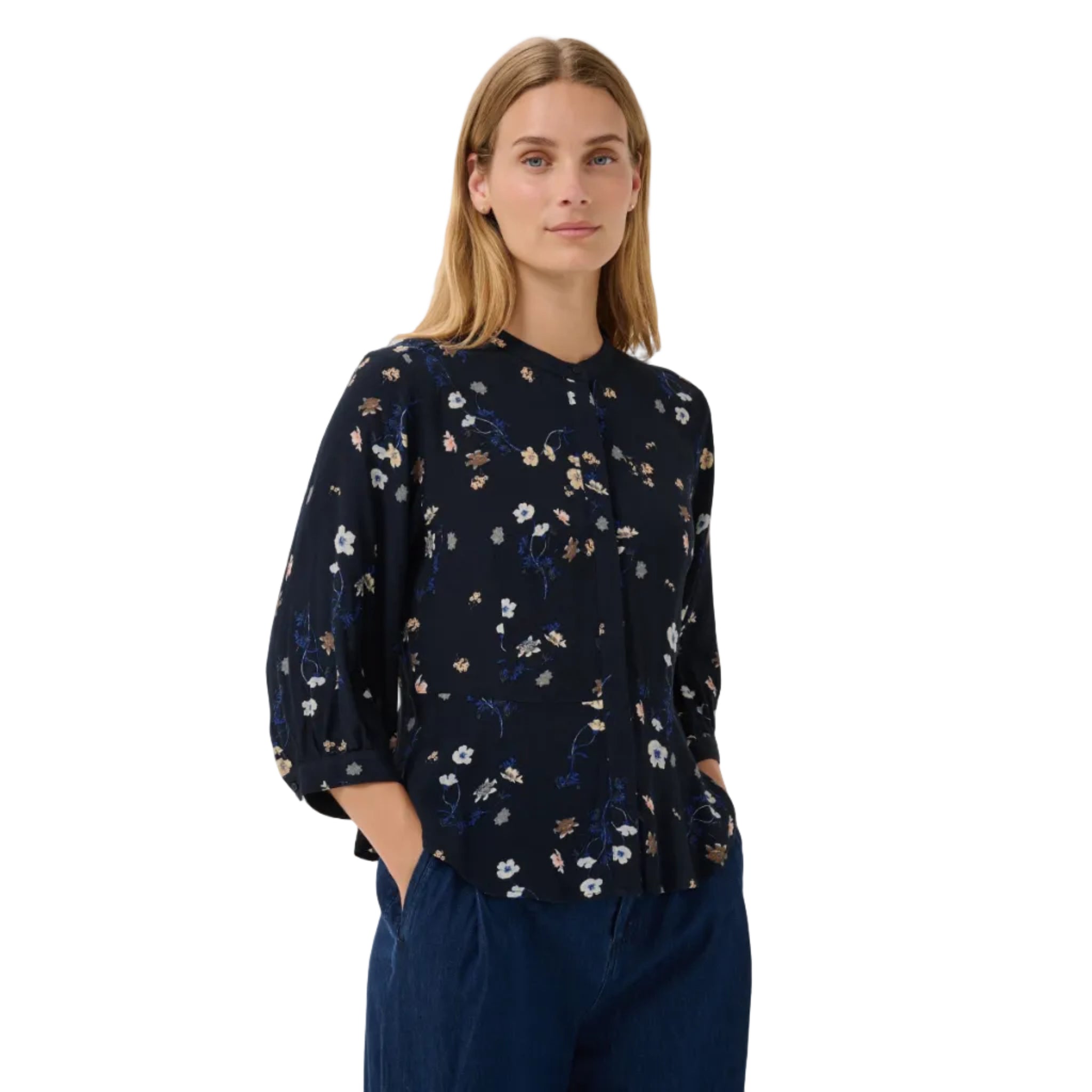 Part Two Womens Shirt Constantina Dark Navy Botanical Flower