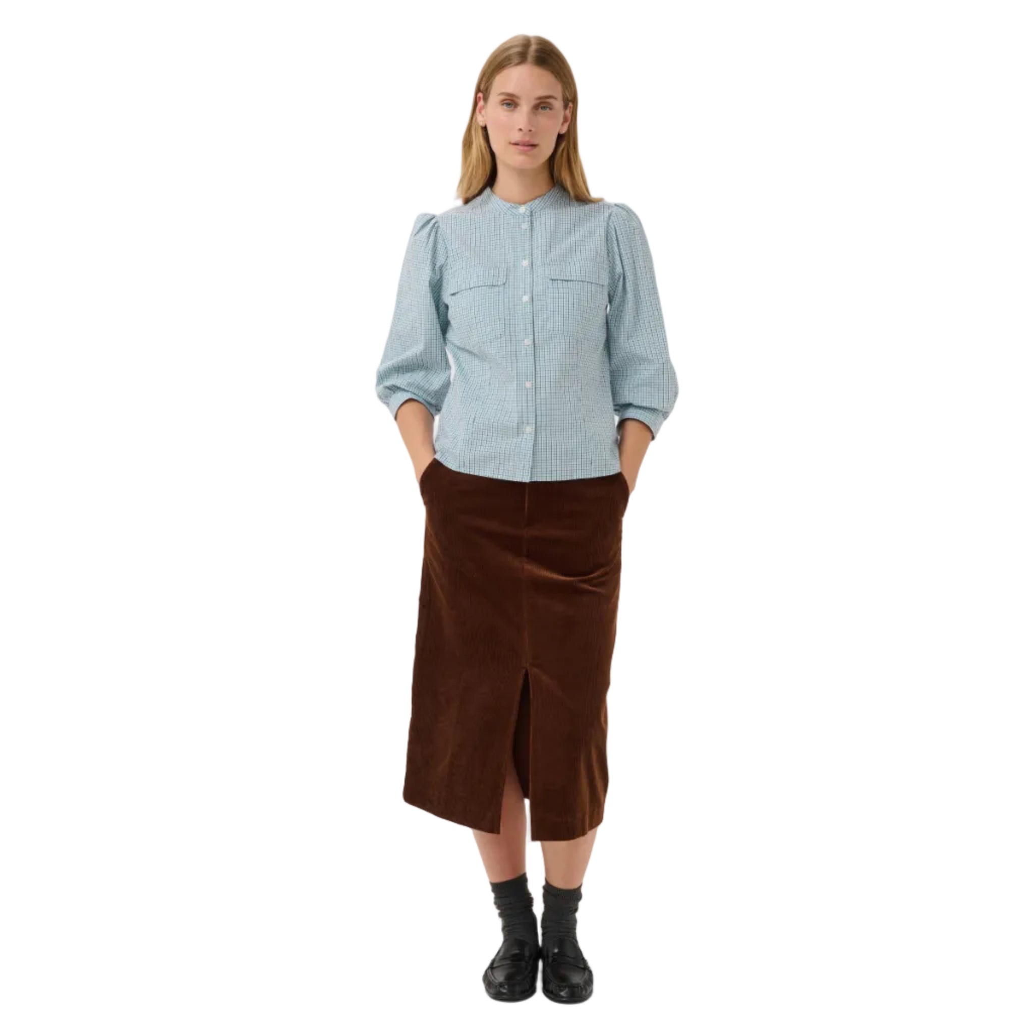 Part Two Womens Shirt Chinette Gray Dawn Check