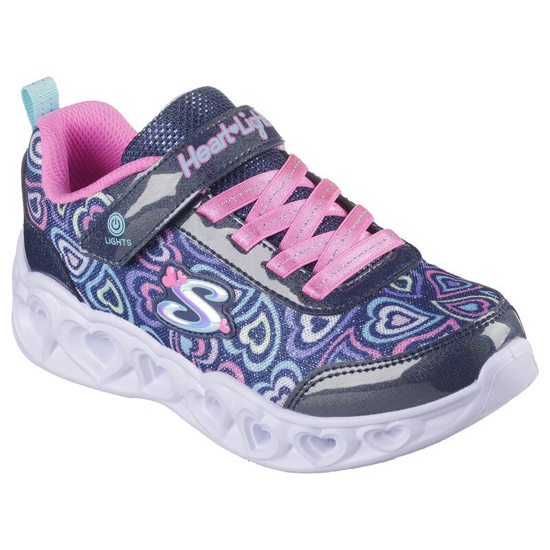 Skechers Girls Trainer S Lights Heart Lights Boogie Love Navy/Multi